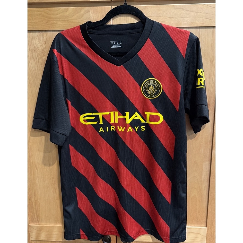 Puma Men's 2022-23 Manchester City Away Jersey - Black-Red Size M